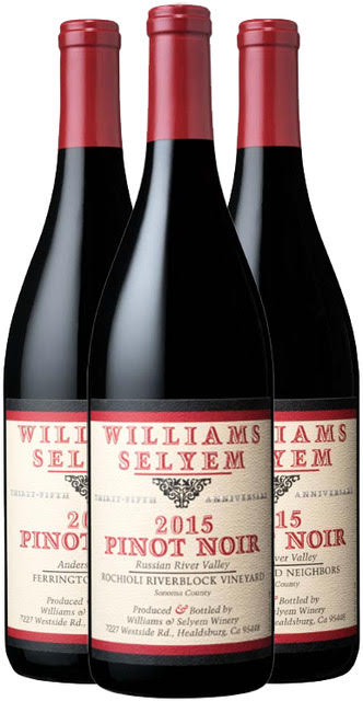 2015 WILLIAMS SELYEM PINOT NOIRS "SPECIAL MIXED 15-PACK"
